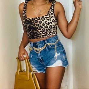 Leopard print crop top tank
